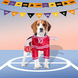 Basketball Player Dog Costume Set for Small to Medium Dogs, Polyester Woven Sports Themed Outfit with Grommet Buckle, Beagle Cosplay Ensemble