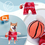 Basketball Player Dog Costume Set for Small to Medium Dogs, Polyester Woven Sports Themed Outfit with Grommet Buckle, Beagle Cosplay Ensemble