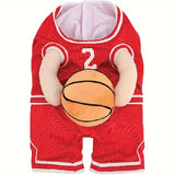 Basketball Player Dog Costume Set for Small to Medium Dogs, Polyester Woven Sports Themed Outfit with Grommet Buckle, Beagle Cosplay Ensemble