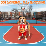 Basketball Player Dog Costume Set for Small to Medium Dogs, Polyester Woven Sports Themed Outfit with Grommet Buckle, Beagle Cosplay Ensemble