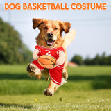 Basketball Player Dog Costume Set for Small to Medium Dogs, Polyester Woven Sports Themed Outfit with Grommet Buckle, Beagle Cosplay Ensemble