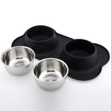 Stainless Steel Double Pet Bowl With Non-Skid Silicone Mat