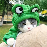 Creative Frog Hoodie for Pets - Cozy Polyester Pullover for Medium & Small Dogs and Cats - Hand Washable, Four Season Comfort - Non-Woven Fabric Pet Costume Sweater