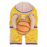 Basketball Player Dog Costume Set for Small to Medium Dogs, Polyester Woven Sports Themed Outfit with Grommet Buckle, Beagle Cosplay Ensemble